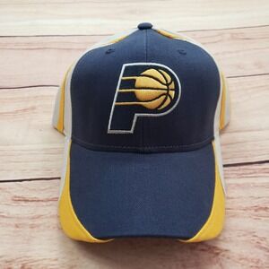 Indiana Pacers Hat Cap Strap Back Blue Yellow Adjustable Mens NBA‎ Basketball A2